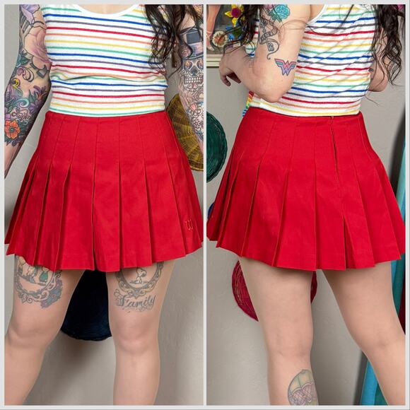 Vintage 1980s Red Pleated Mini Tennis Skirt - Picture 4 of 7